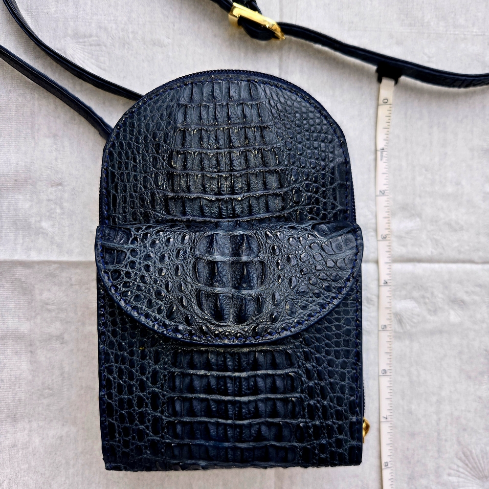Elegant Crocodile Crossbody Bag Wallet Navy Shouder Purse Eileen Kramer
